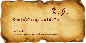 Komlóssy Jolán névjegykártya