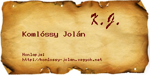 Komlóssy Jolán névjegykártya