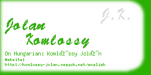 jolan komlossy business card